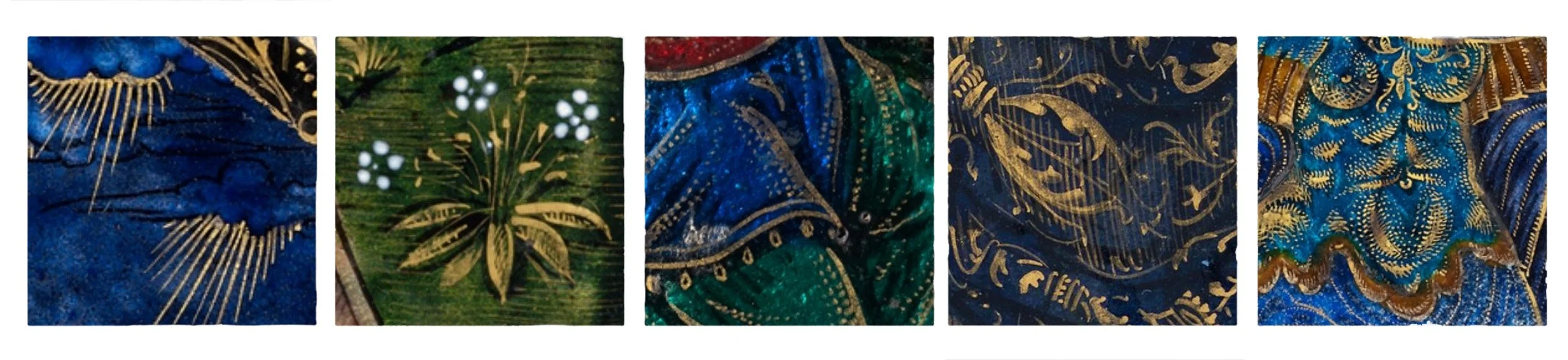 L’oro liquido e in polvere viene spesso usato per aggiungere dettagli negli émail peint.