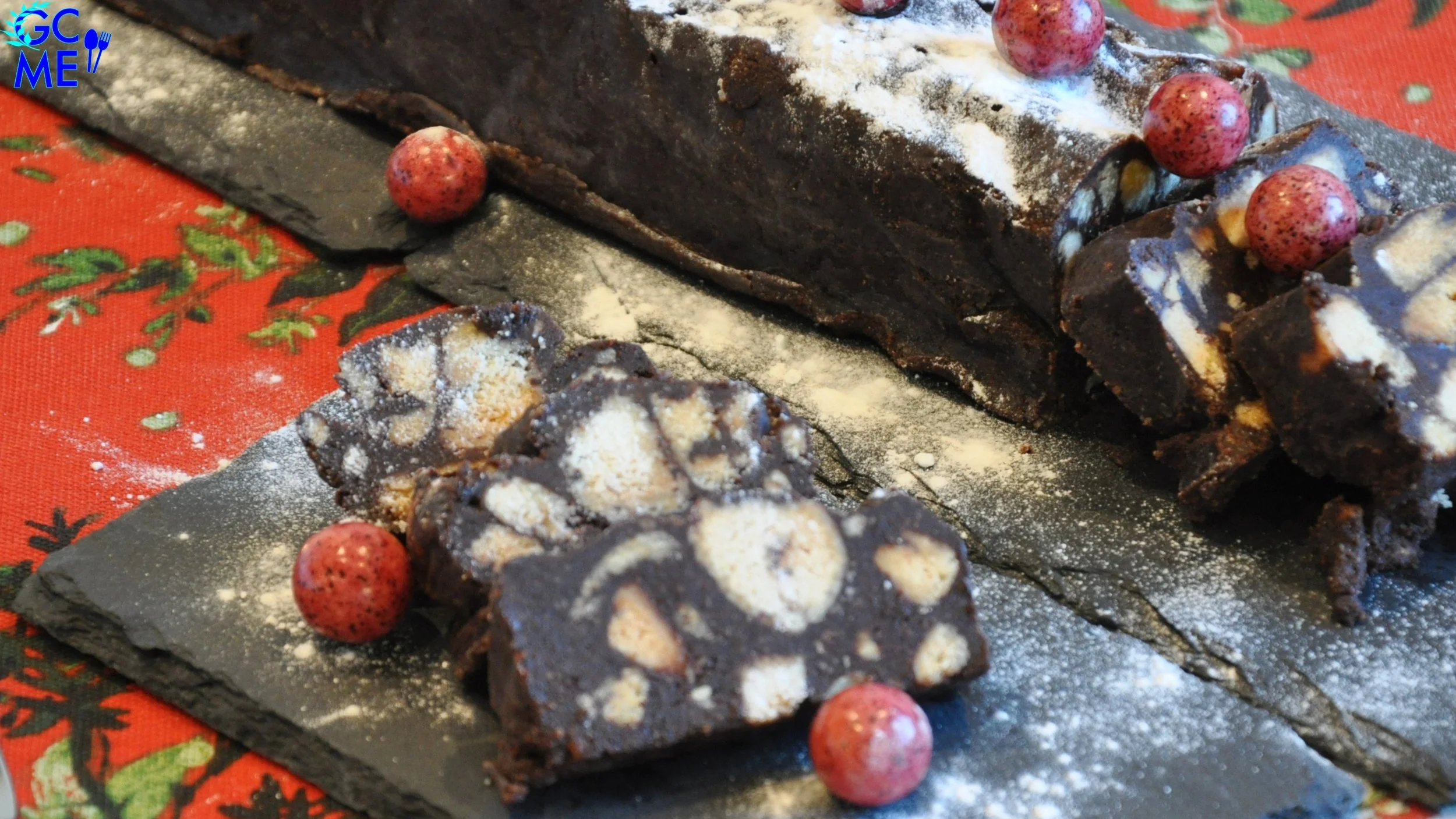 Chocolate Log/Kormos/Salami or Mosaic with Kourabiedes Made Easy (without Mixer)