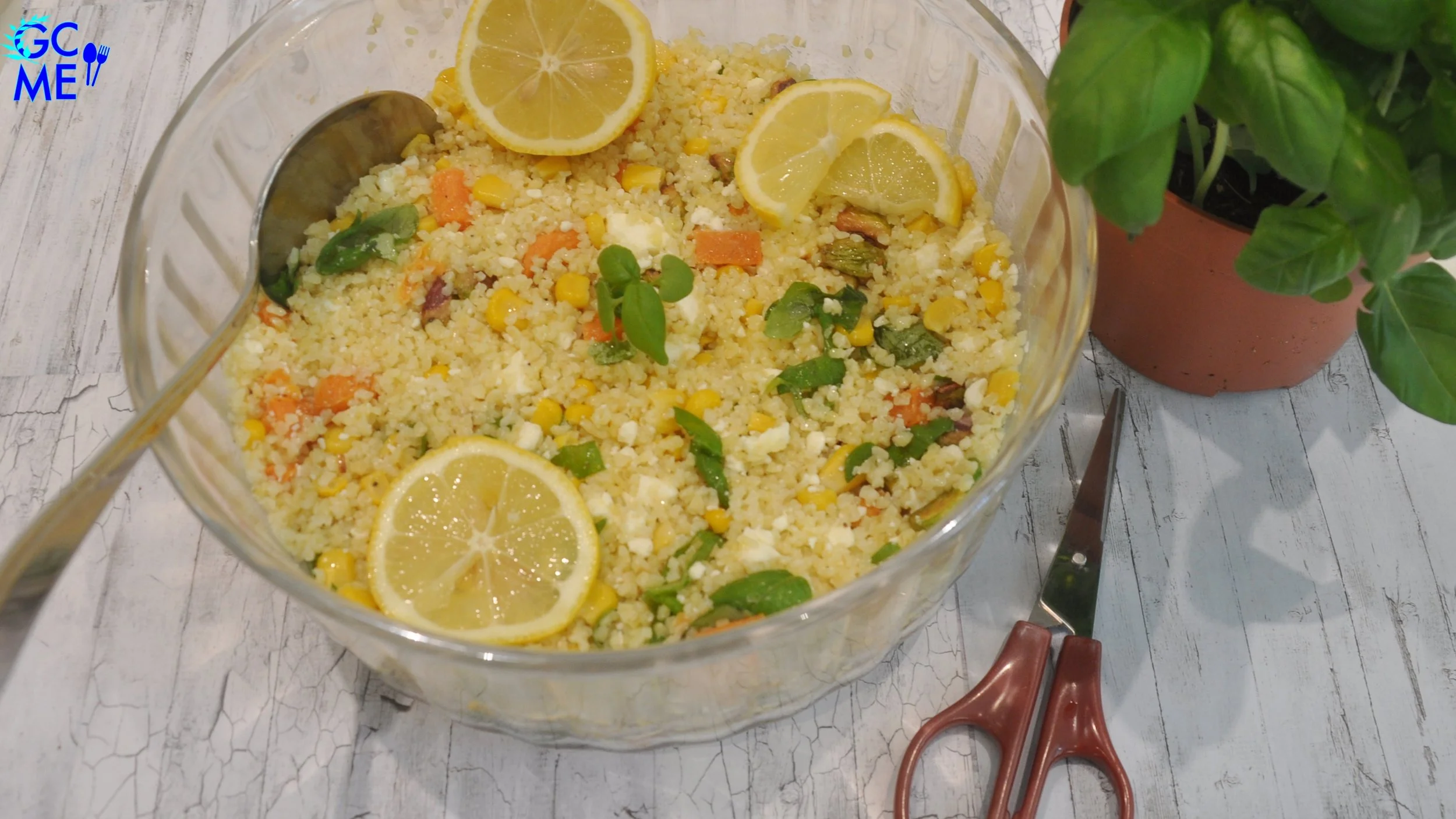 Mediterranean Couscous Corn Salad with Sweet Potatoes and Feta Cheese