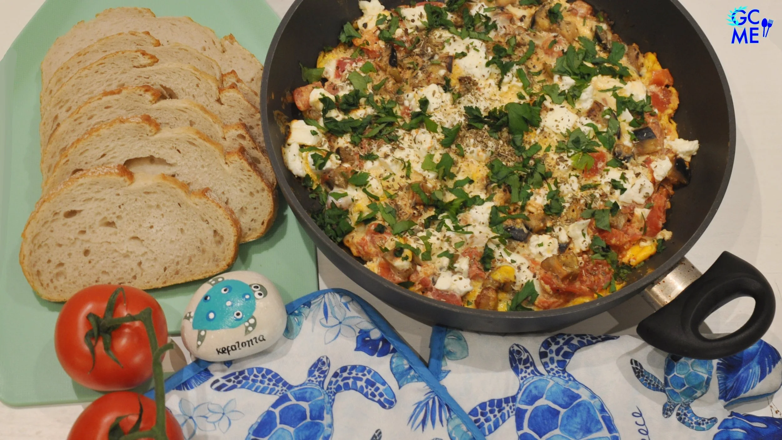 Greek Kefalonia Scrambled Eggs aka Strapatsada (Kayiana)