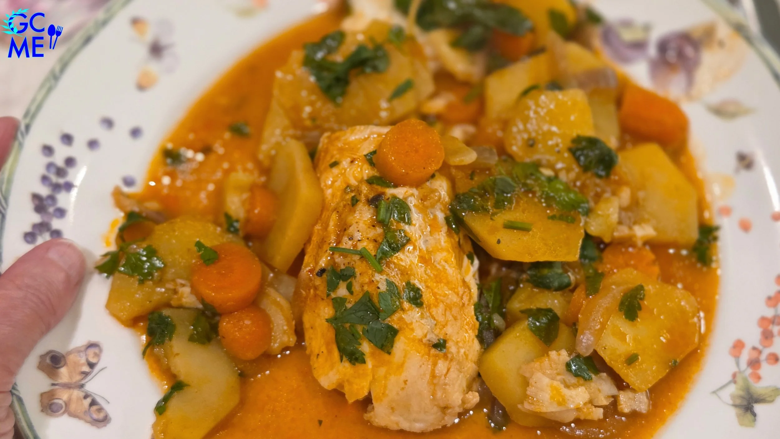 Mount Athos Cod Yiahni with Potatoes in tomato Sauce by Yiayia Maritsa (fish stew)