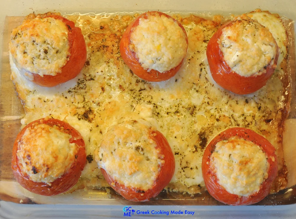 Stuffed tomatoes with Egg and Cheeses — Greek Cooking Made Easy