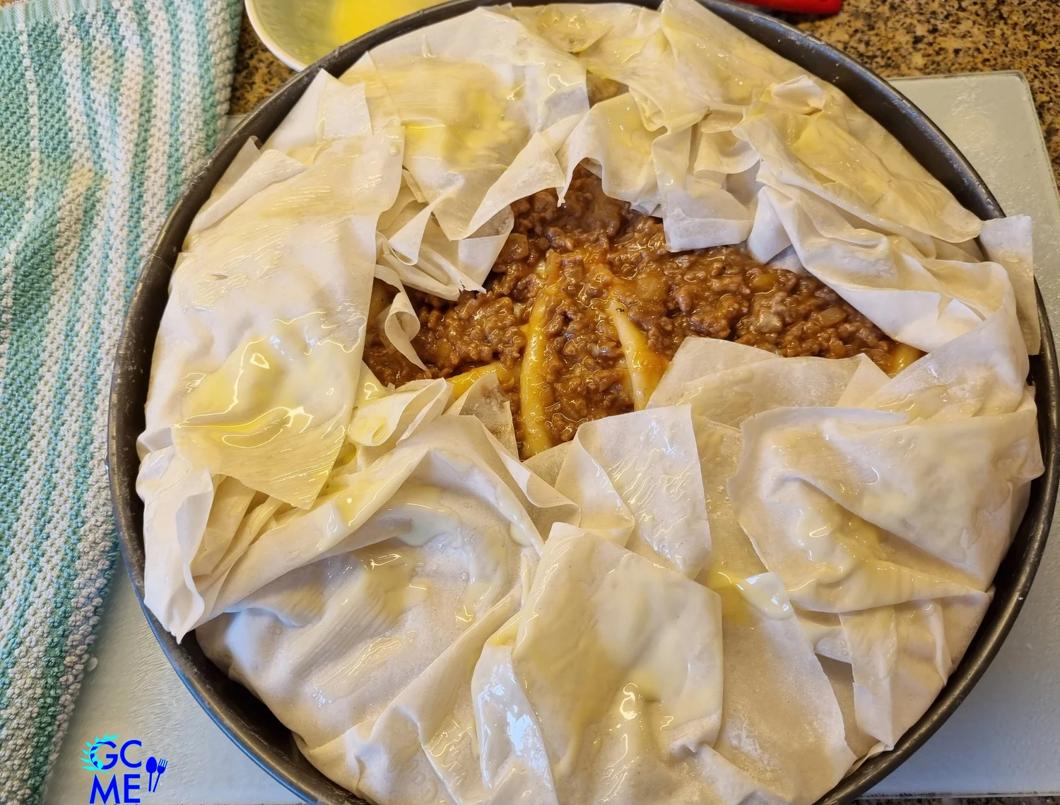 Greek Baked Pasta aka Pastitsio in phyllo pastry from Ioannina — Greek