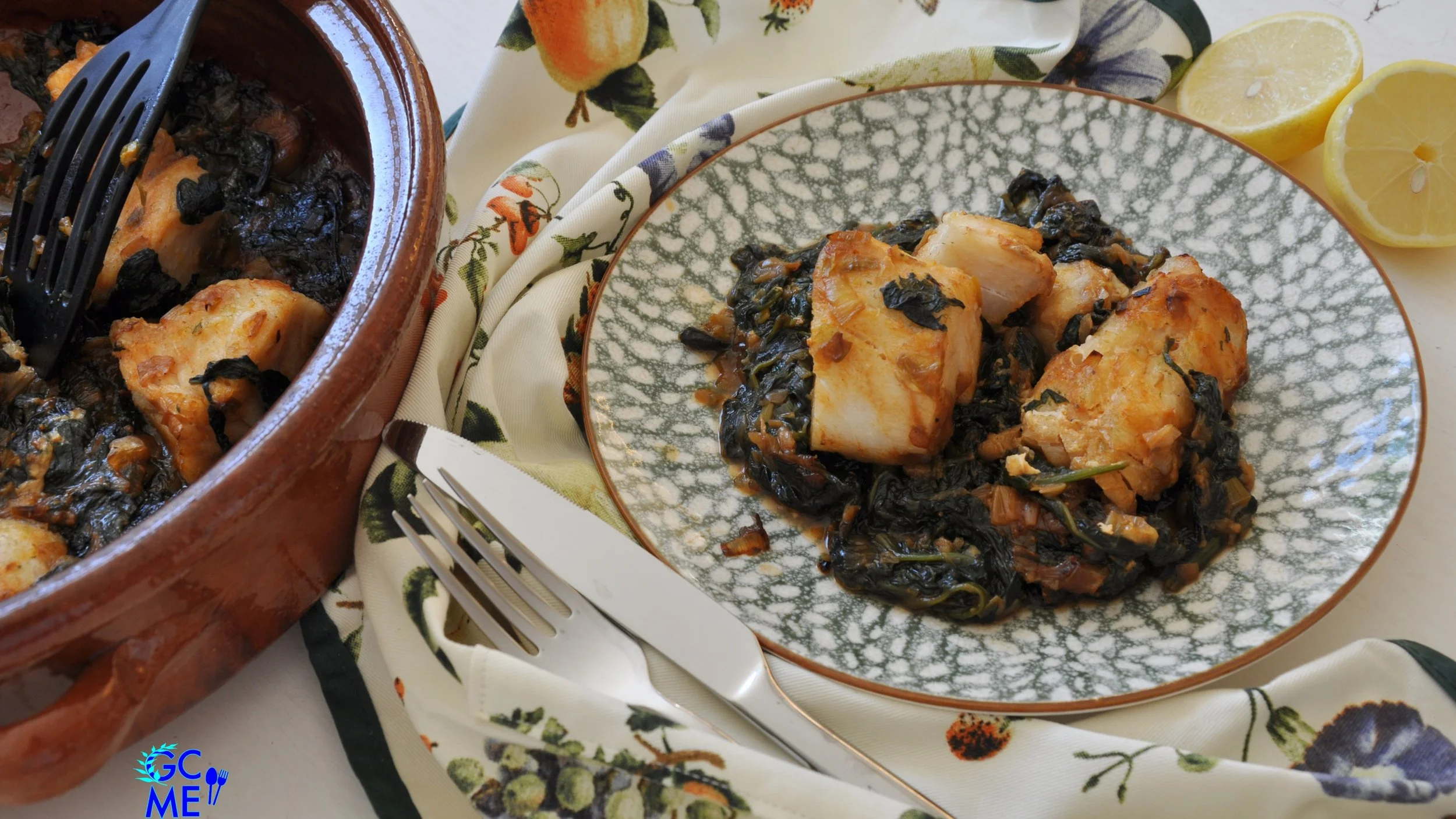 Baked Cod with wild Spinach and Herbs — Greek Cooking Made Easy
