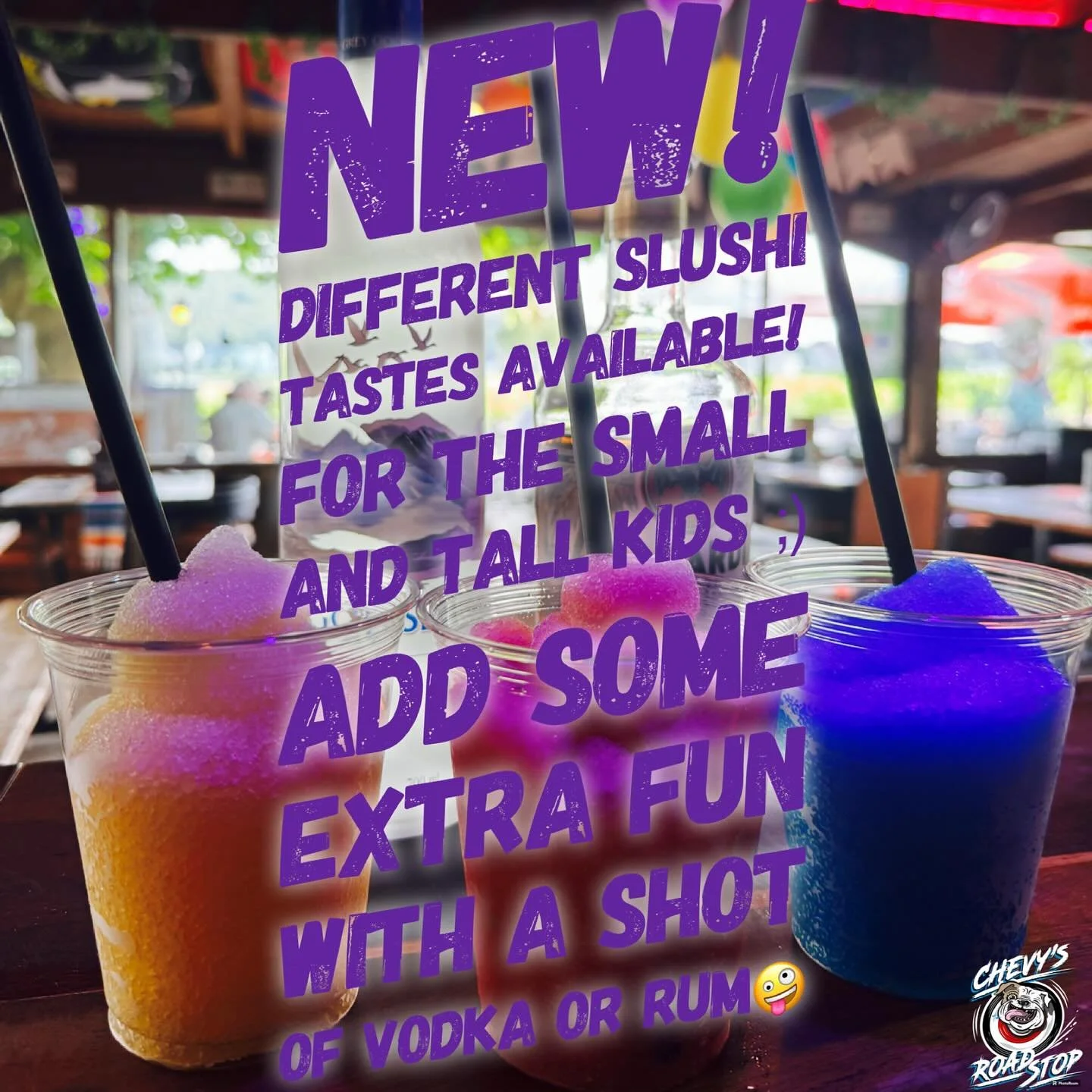All new Slushi! Choose from Blueberry, Strawberry or Peach-Maracuja! All SUGARFREE!!🤩🫶🥳