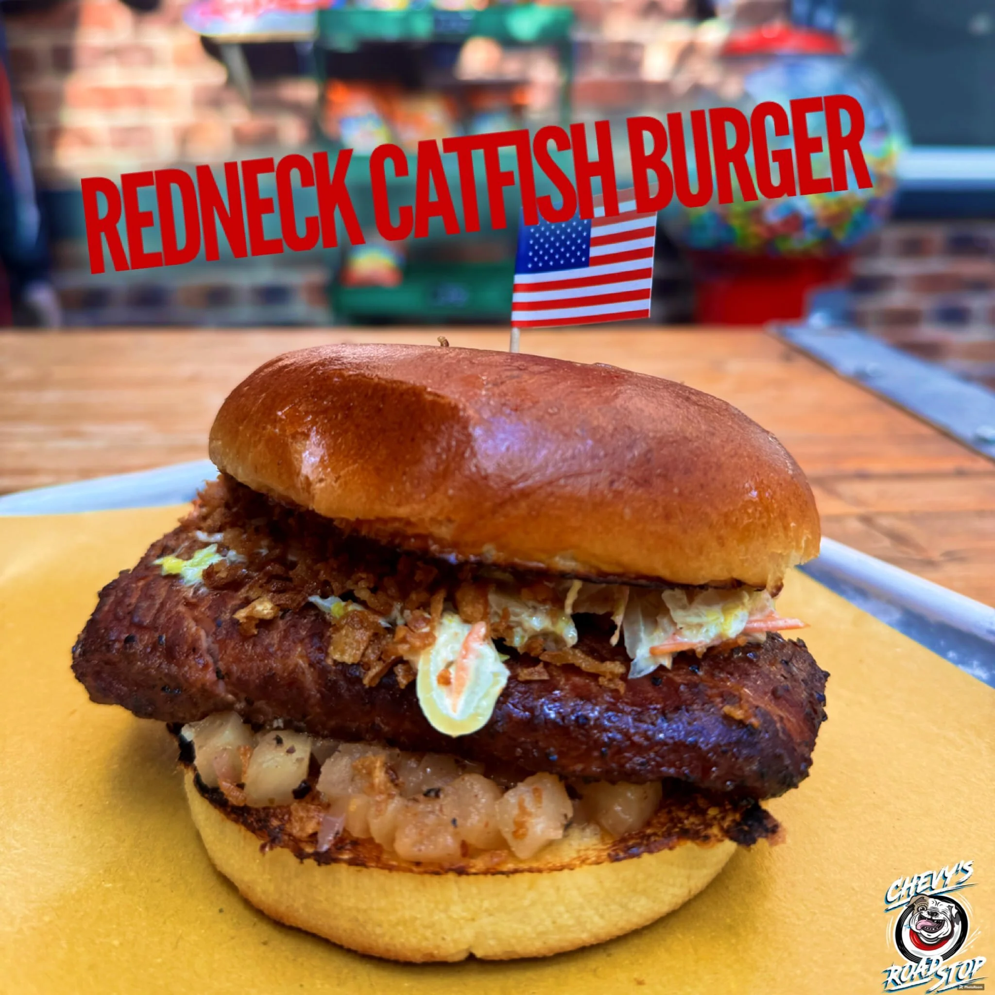 Unser Monats-Burger im September!
.
Smoked Catfish 🐟 mit Coleslaw, R&ouml;stzwiebeln &amp; Cajun Apfel Relish🤩
.
Great Combo! We promise!✌🏻