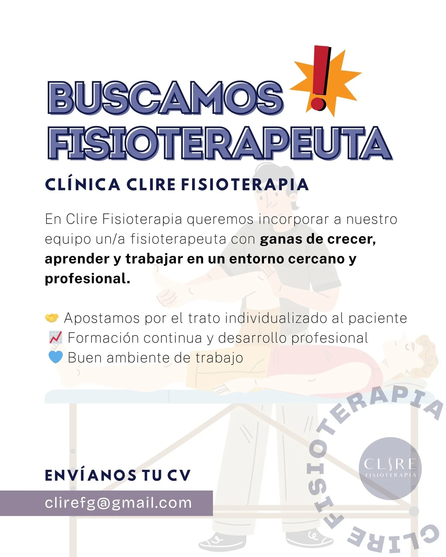 &iexcl;&Uacute;nete a nuestro equipo! 👋🏻📍

📩 clirefg@gmail.com
📞 636 839 378