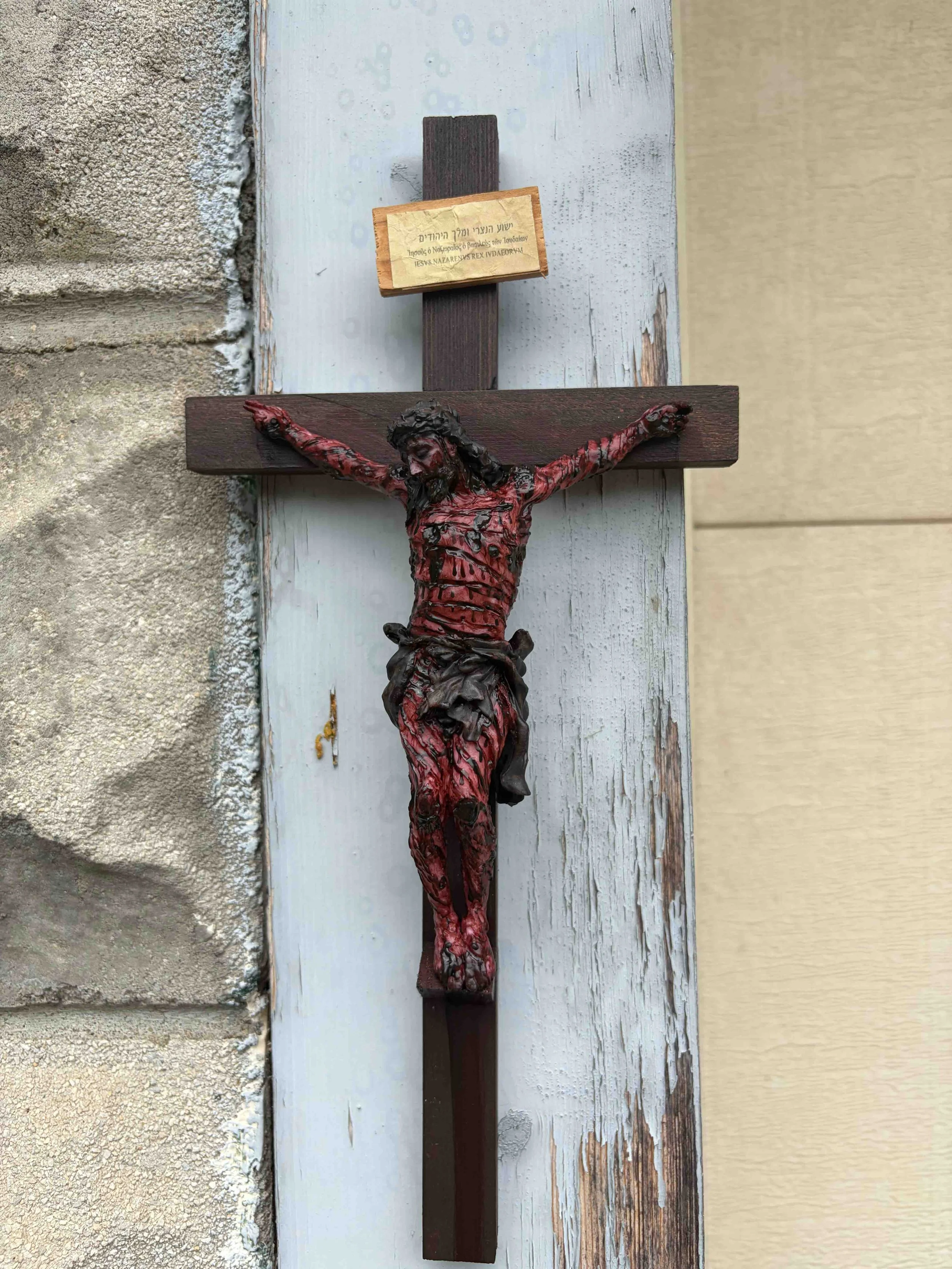 The Agony Crucifix | 12in. Wooden Cross | High Quality Resin Corpus | Handmade and Hand-painted | Home Wall Decor | Jesus Crucifix