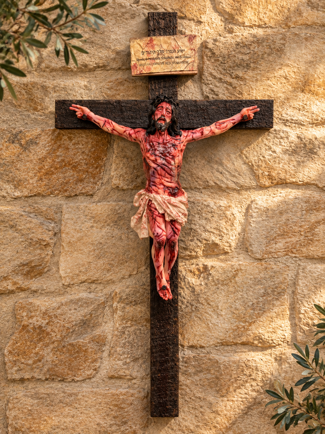 Weathered Crucifix on Stone Wall.png