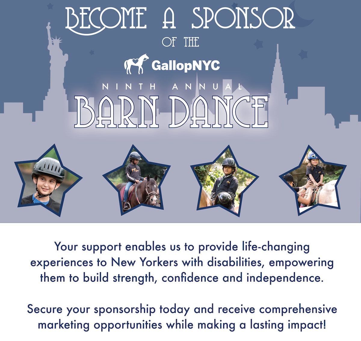 Make an Impact - Sponsor GallopNYC's Ninth Annual Barn Dance