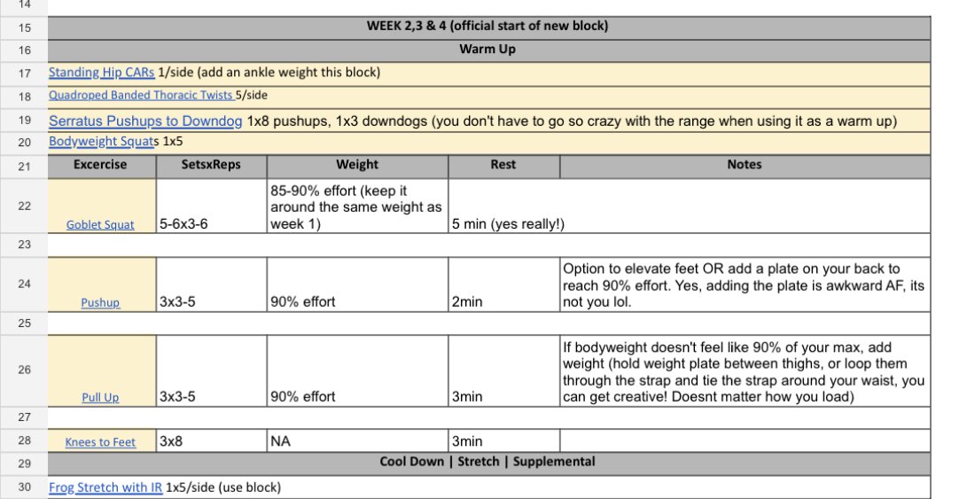 Example of a lifting and mobility day in the gym