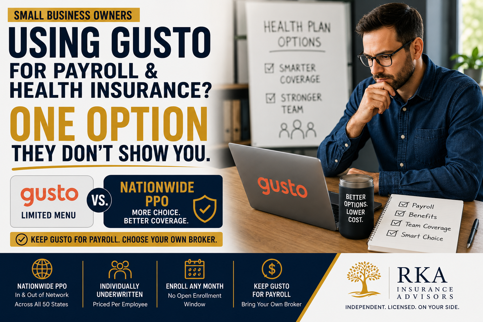 Using Gusto for Payroll and Health Insurance? One Option They Don't Show You
