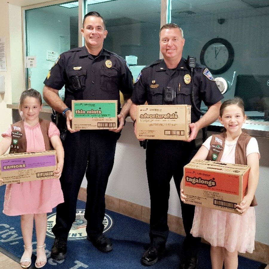 It's the most wonderful time of the year - Girl Scout cookie season! Thank you to the young ladies of Troop 336 for the special delivery of cookies for our officers. We appreciate you thinking of us! 🍪
