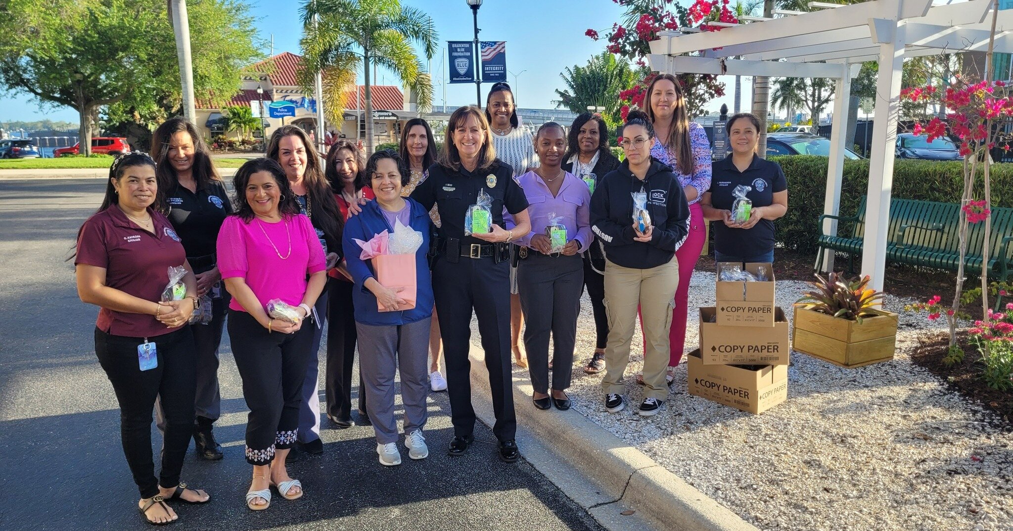 Patricia Wiechec, a longtime supporter of BPD, stopped by this morning with #Easter gifts for the women of our department. Thank you, Patricia! 🐰💙