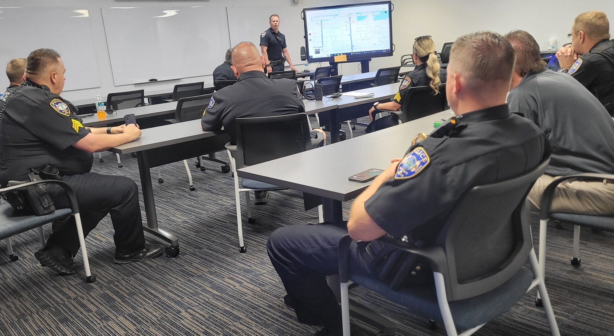 Command staff briefing just wrapped up before tonight's De Soto Grand Parade. The downtown block party begins at 4 p.m., and the parade steps off from the intersection of 14th St. W. and Manatee Ave. at approximately 7:30 p.m. The parade travels west