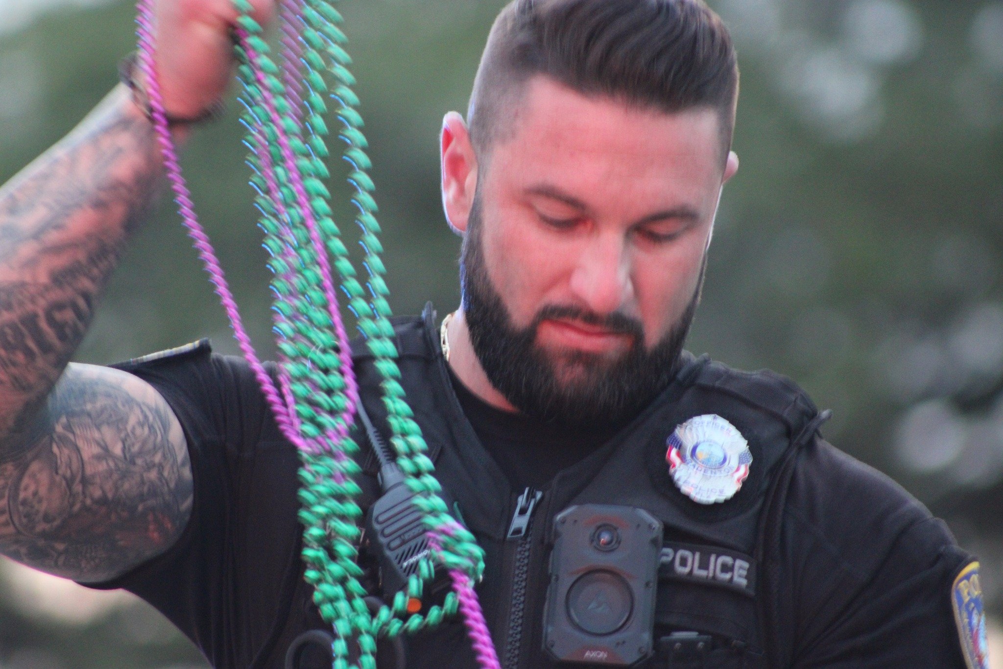 Have a bunch of beads from the De Soto Grand Parade but are befuddled about what to do with them? Bring them back to BPD instead of bagging them up as trash! We'll repurpose them for community outreach events! Don't worry, we'll take care of untangli