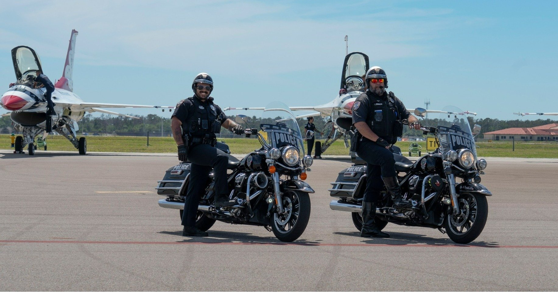 May the (Air) Force be with you! Thank you to our partners at the Tampa Police Department for passing along these outstanding photos of Officer Mendes and Officer Emrich with the Air Force Thunderbirds during AirFest 2024 at MacDill Air Force Base. 7