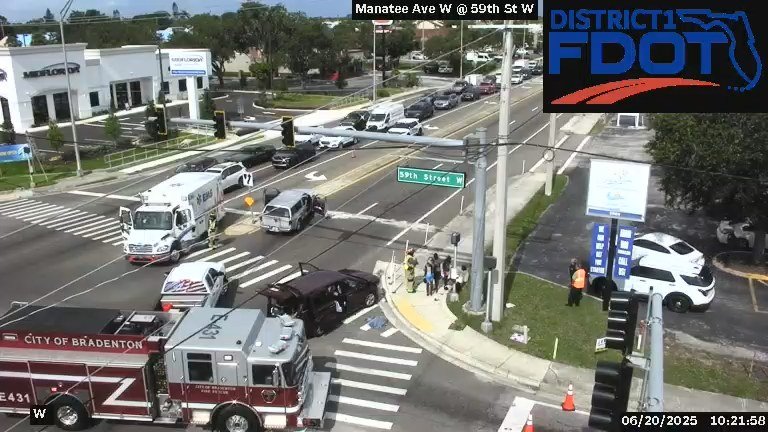 * TRAFFIC ALERT * Westbound Manatee Ave is BLOCKED at 59th St W due to a crash with injuries. Traffic is being detoured. We'll let you know when lanes reopen.