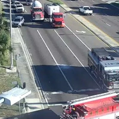 * UPDATE: Lanes are open. * TRAFFIC ALERT: Southbound 1st St is blocked at 13th Ave W due to a crash with injuries. Officers are on scene to direct traffic. Expect delays on the DeSoto Bridge. Tow trucks are on the way.
