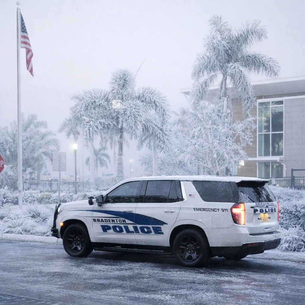 Dear criminals, 
For your comfort, we will be utilizing our fur-lined handcuffs and rear-cabin seat-heating devices until further notice.
Sincerely,
BPD
p.s. We're kidding. Our handcuffs and plastic rear seats are cold.