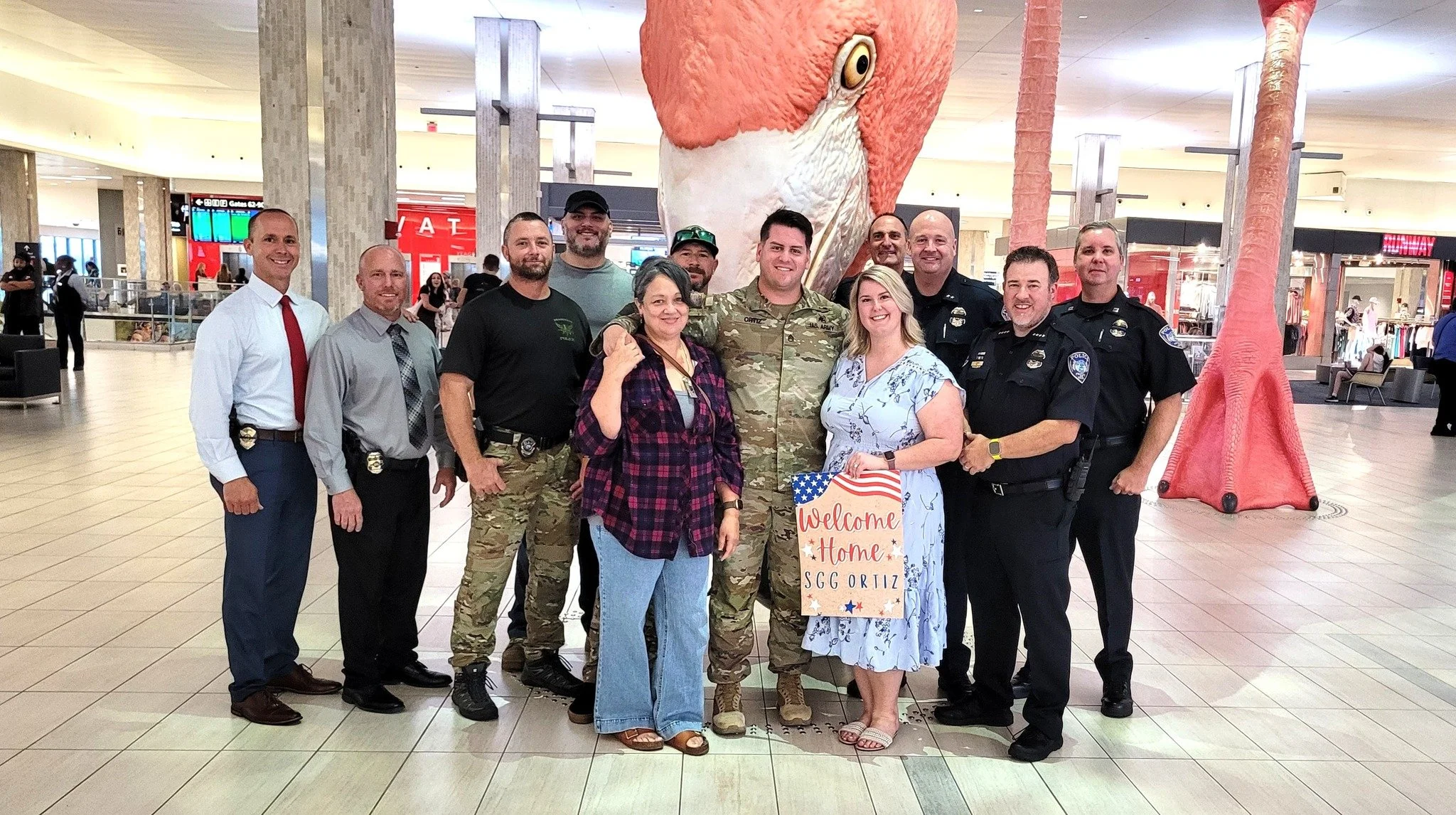 WELCOME HOME! 🇺🇸
Members of BPD&rsquo;s Command Staff and SWAT leadership joined Officer Emmanuel Ortiz&rsquo;s family at @flytpa yesterday to welcome him home following a 10-month U.S. Army deployment to the Middle East.

Officer Ortiz, a patrol o