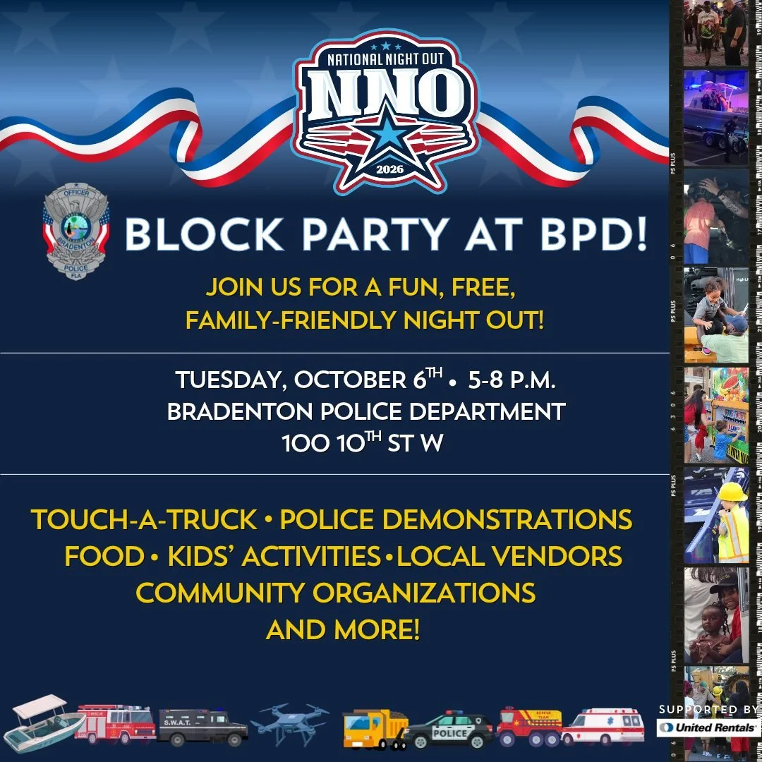 DON'T FORGET! Join us on Tuesday, Oct. 6th for BPD's National Night Out Block Party! We've got an even bigger touch-a-truck lineup this year, free burgers and snacks from BPD, police demonstrations, kids' activities, community groups, local vendors, 