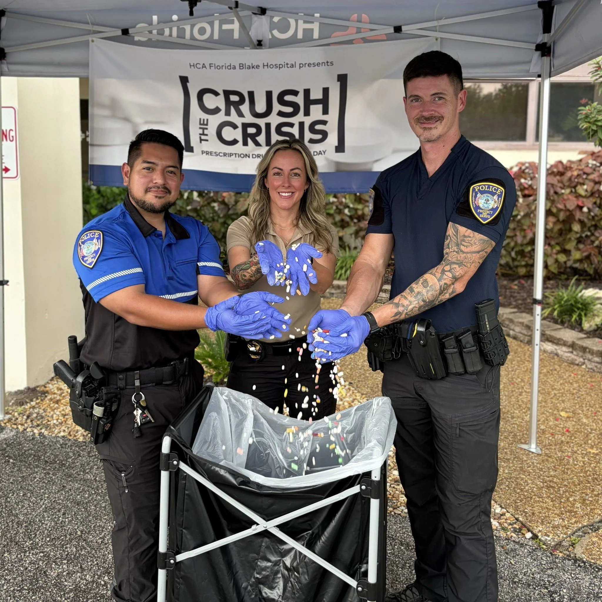 💊 We crushed it! 💊 BPD and HCA Florida - Blake Hospital staff collected thousands of unwanted pills and prescription medications at this morning's #CrushTheCrisis Take Back Event. The FDLE will properly destroy the medications. 

If you missed toda