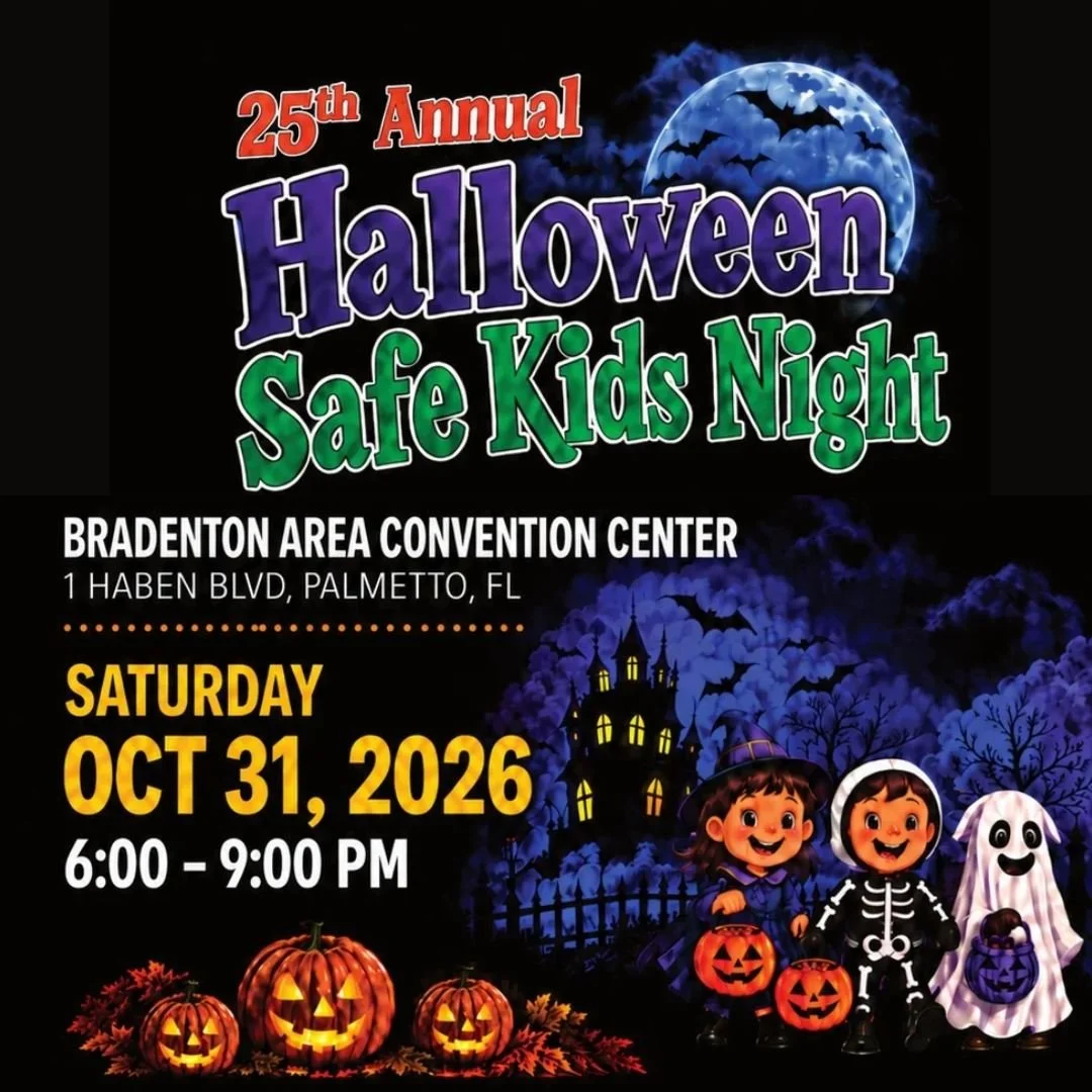 👻Lurking for somewhere to trick-or-treat? Join us for the 25th Annual @manateecrimestoppers Safe Kids Night! This *free* event includes TONS of CANDY, games, prizes, and CANDY! 🍬
🎃  6-9 p.m., Saturday, October 31st
📍Bradenton Area Convention Cent