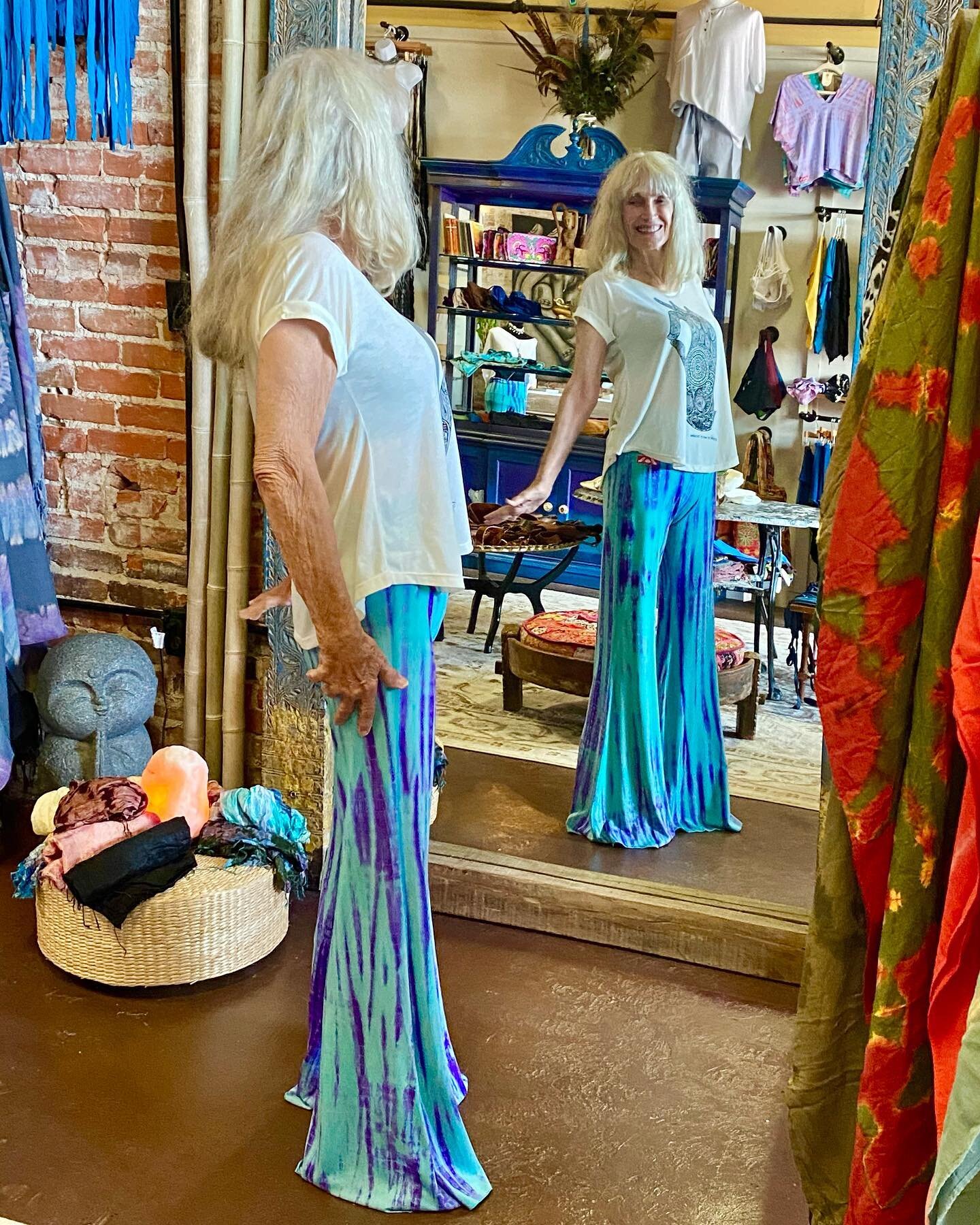 🦋a Goddess graced us with her presence✨ and wisdom 💫 while shopping with us!
She came in to treat herself to a new birthday wardrobe as she will be turning 87 years young on Saturday!

She bought our new Tie Dye &ldquo;Annie B&rdquo; Bellbottoms...