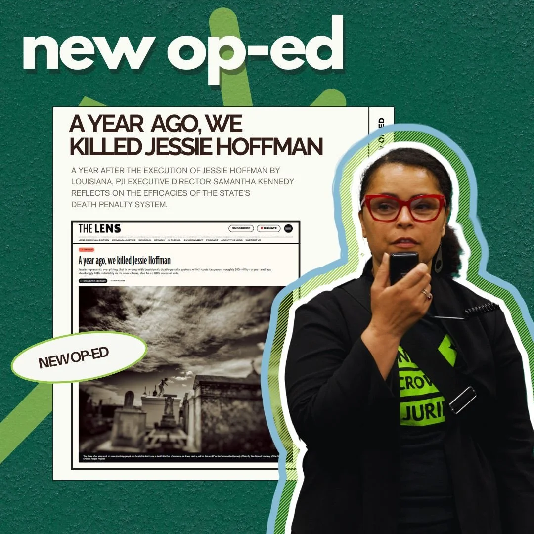 "The death penalty has never been about healing, justice, or repair. It has always been a tool for vengeance and is inherently political" writes PJI Executive Director Samantha Kennedy in an op-ed for @thelensnola about #Louisiana's death p