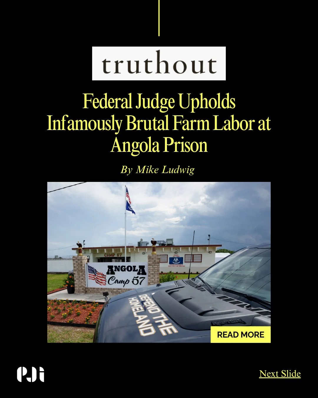 &ldquo;'They don&rsquo;t teach these guys to do farm work, they just say go pick vegetables,'&rdquo; said Cecelia Trenticosta Kappel, an attorney at the Promise of Justice Initiative... It&rsquo;s a means of punishment by racial terror.&rdquo;⁠
⁠
🟢⚫