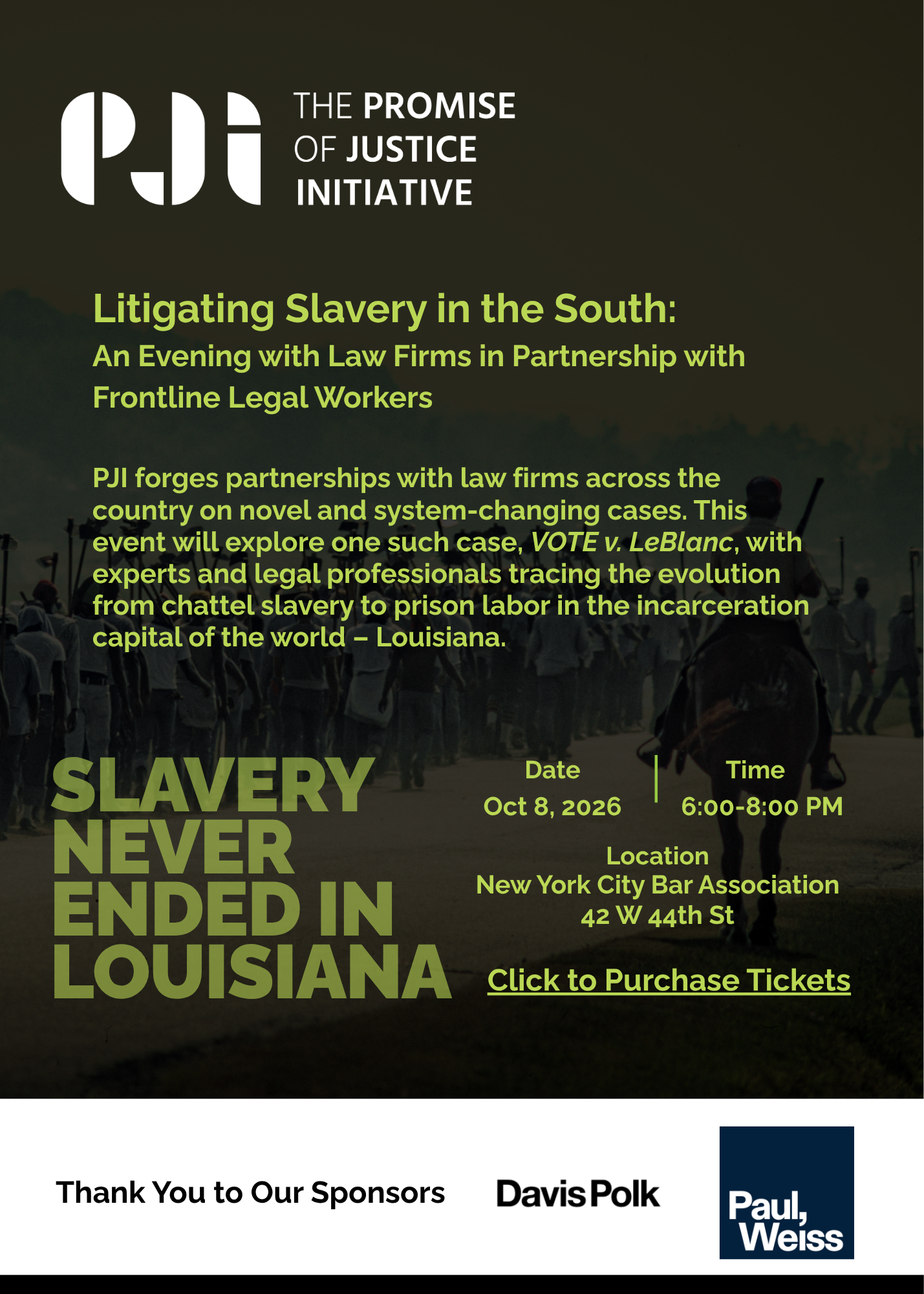 Litigating Slavery in the South:&nbsp;An Evening with Law Firms in Partnership with Frontline Legal Workers&nbsp;