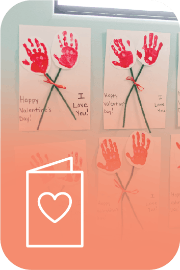 Valentines day graphic with hand painting in the background