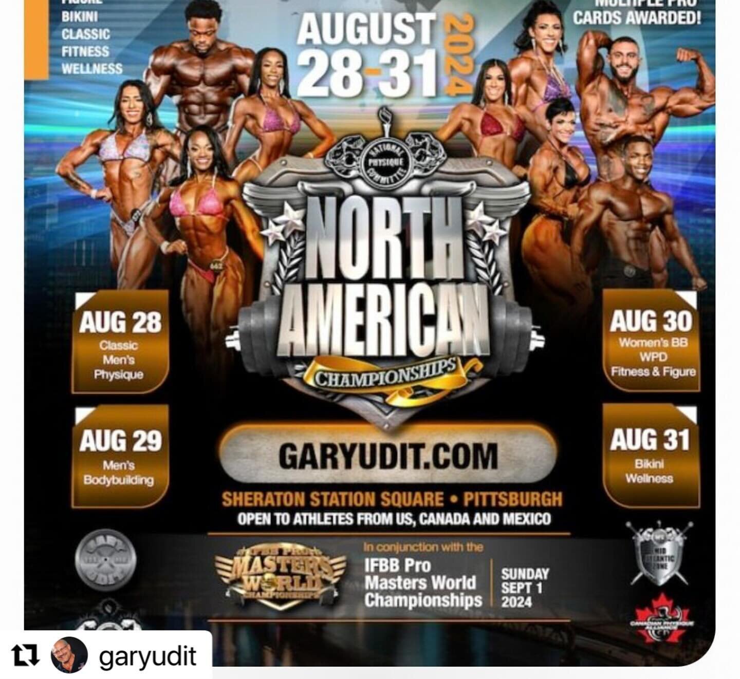 #Repost @garyudit with @use.repost
・・・
Plan now for NPC NORTH AMERICAN CHAMPIONSHIPS, right around Labor Day weekend.  Comfortable format, big stage, lots of pro card opportunities!

Go to garyudit.com and choose this event!