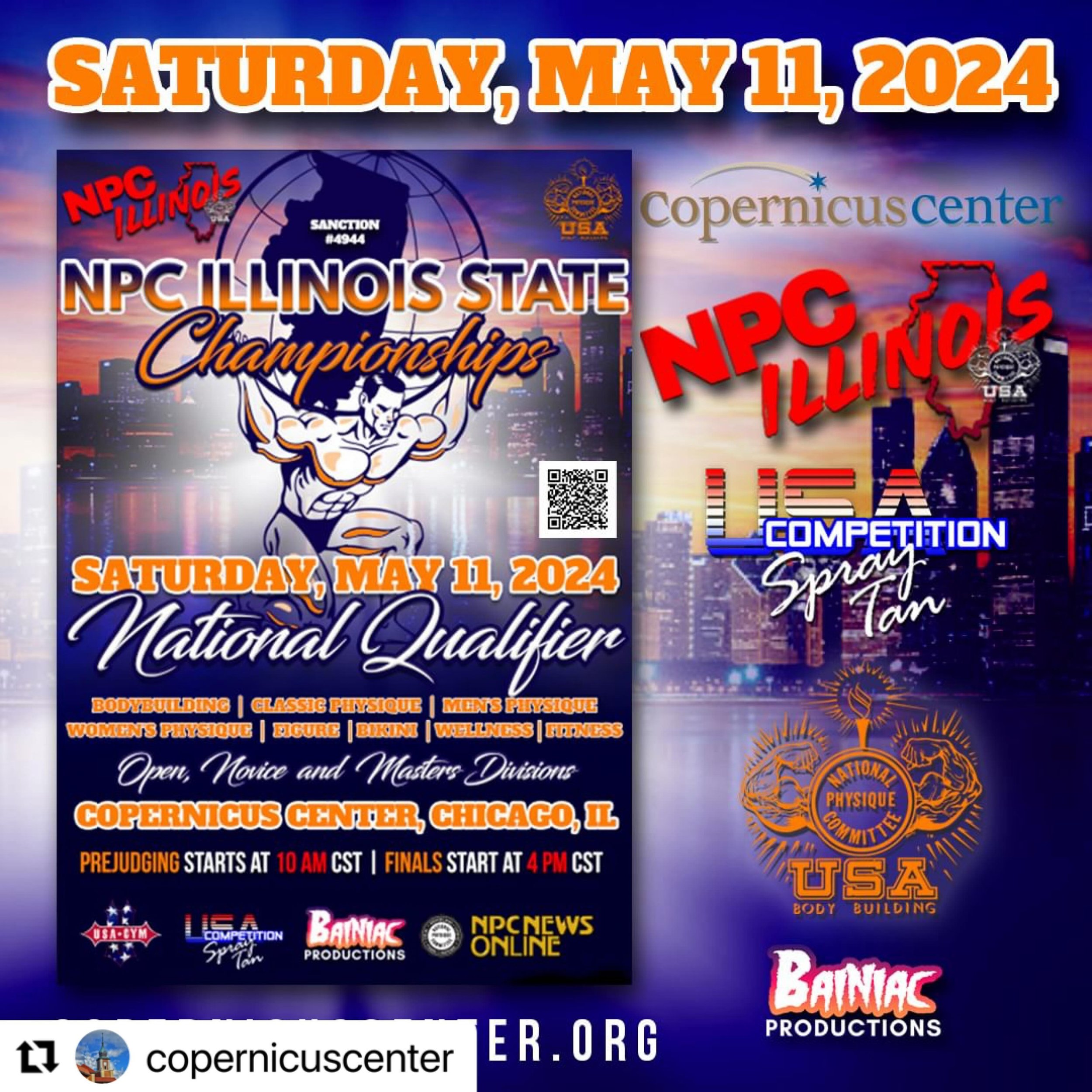 #Repost @copernicuscenter with @use.repost
・・・
NPC Illinois State Championship will be back at the Copernicus Center on May 11th. Don&rsquo;t miss it! 
► DATE:  Saturday, May 11th, 2024  TIME:  10:00am &bull;  All ages welcome
►  PREJUDGE: Theater Do