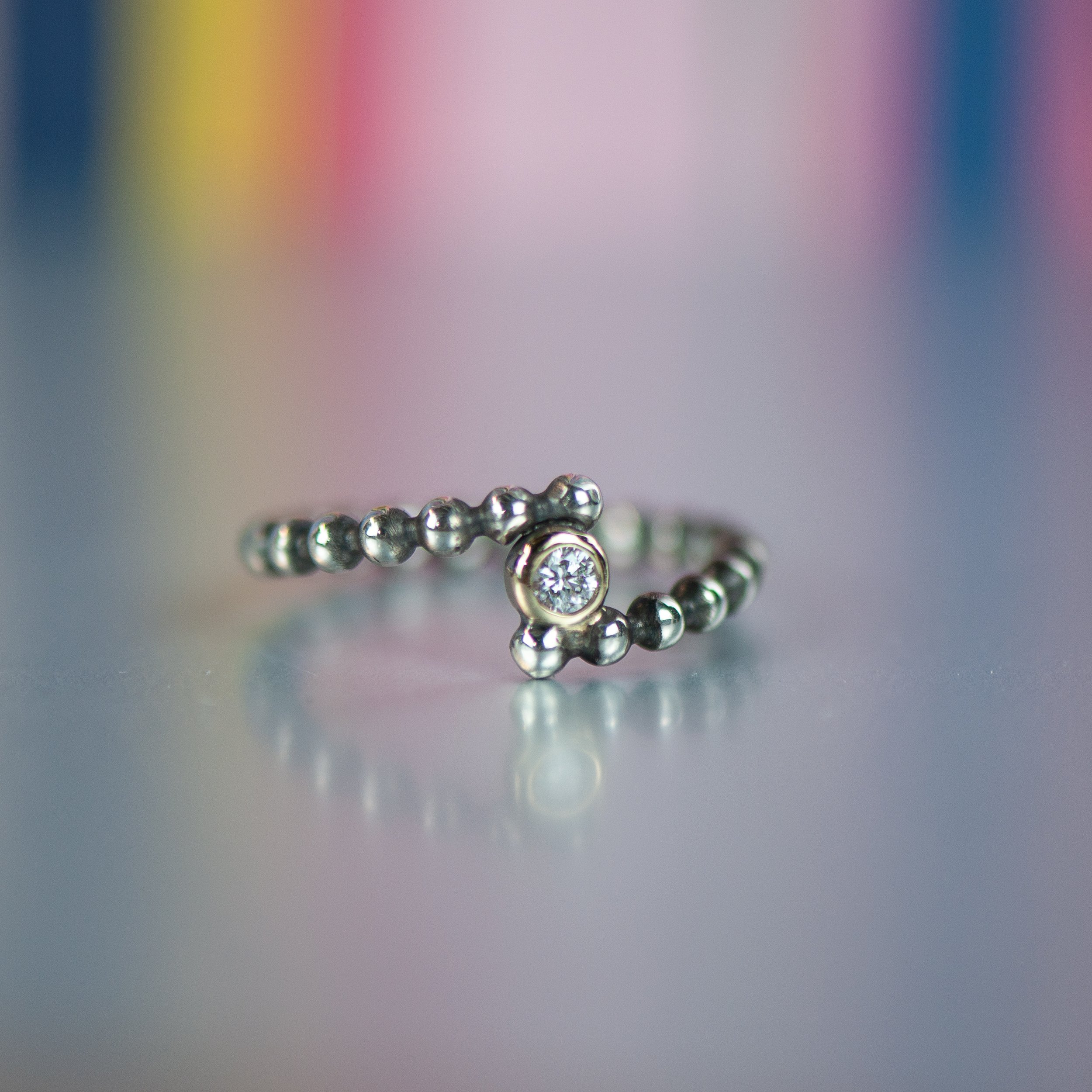 14k, Silver & Lab Diamond Bypass Ring