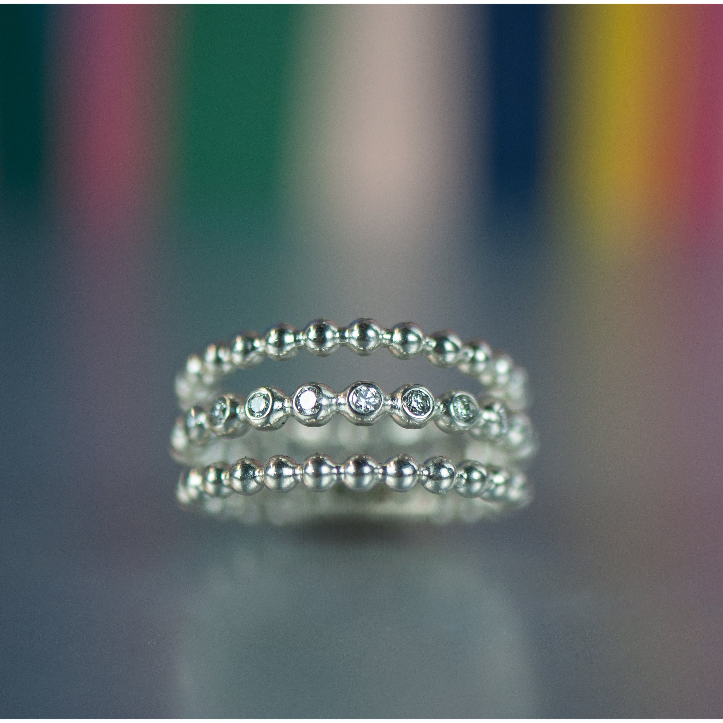 Silver & Lab Diamond Bubble Ring