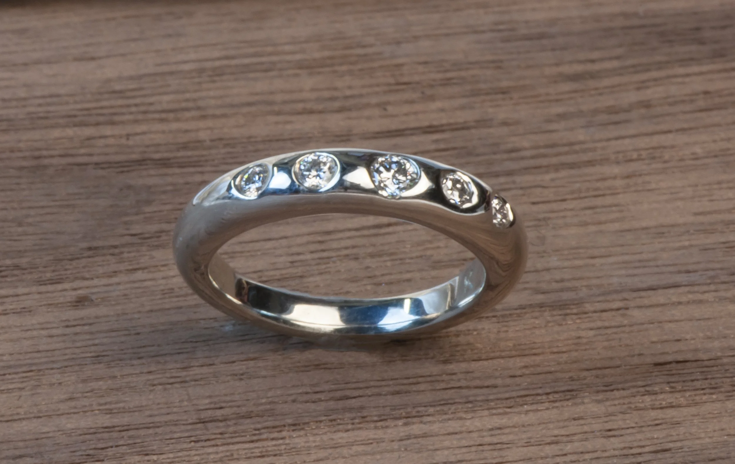 Silver Tapered Ring with Lab Diamonds