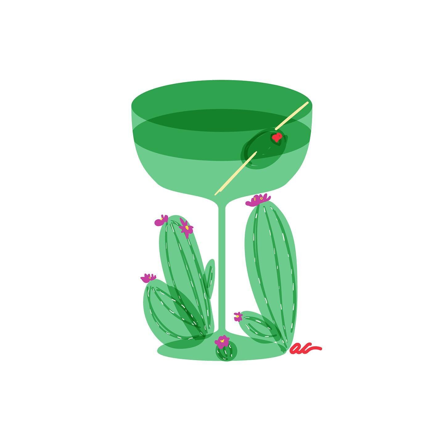 #illustrationoftheday #spiked #texasgirl #cacti #cactus #drymartini #olivesareagirlsbestfriend #desert🌵