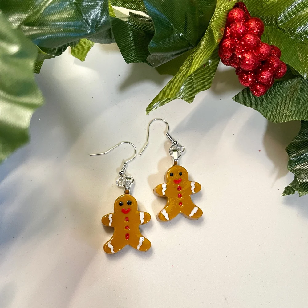 Gingerbread man earrings GS Creations Handmade