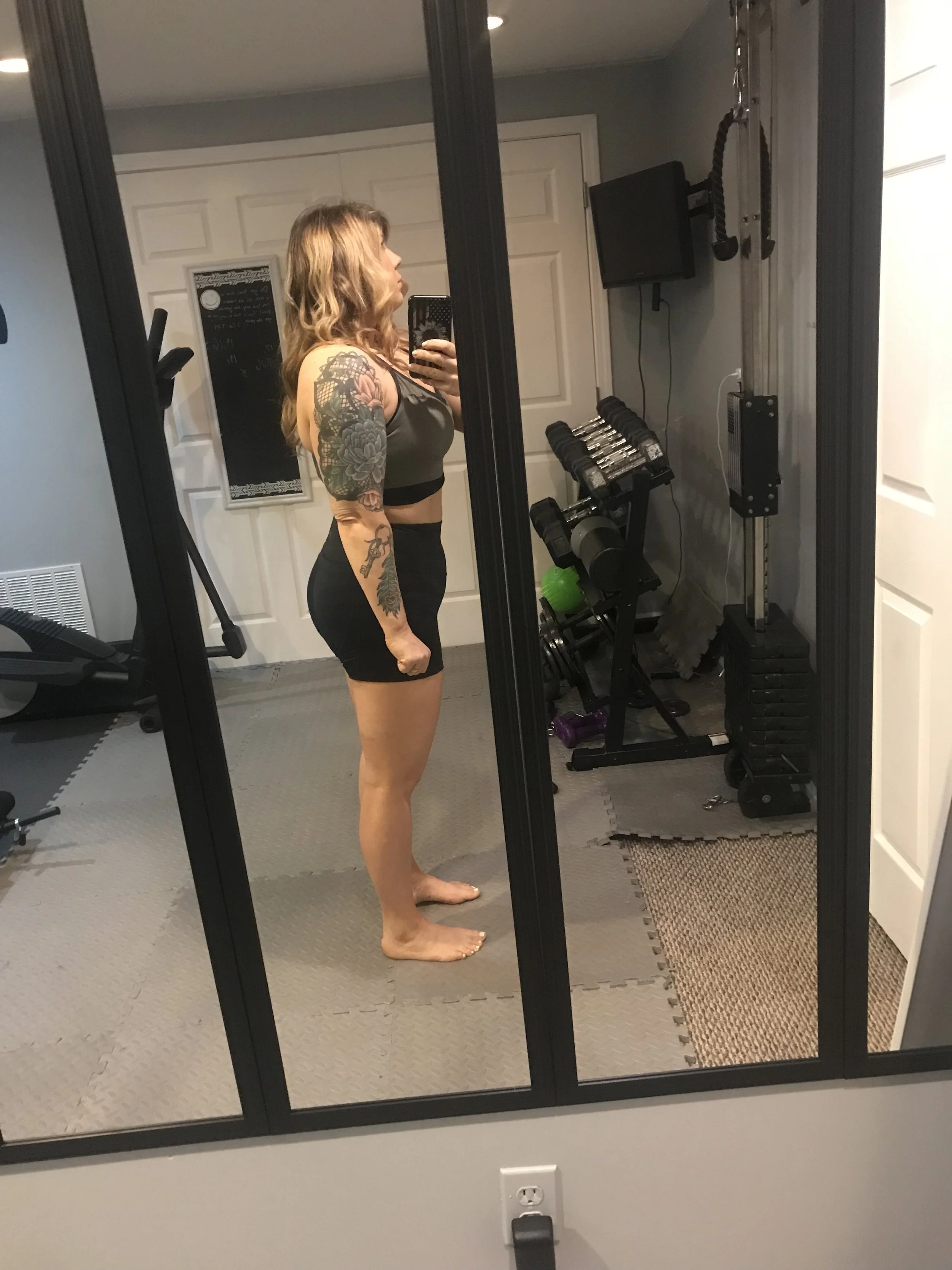 Sarah after 3 months of remote fitness coaching with The Aerobic Powerbuilder — stronger, more energized, and thriving as a professional guitarist and mom of a teen athlete.