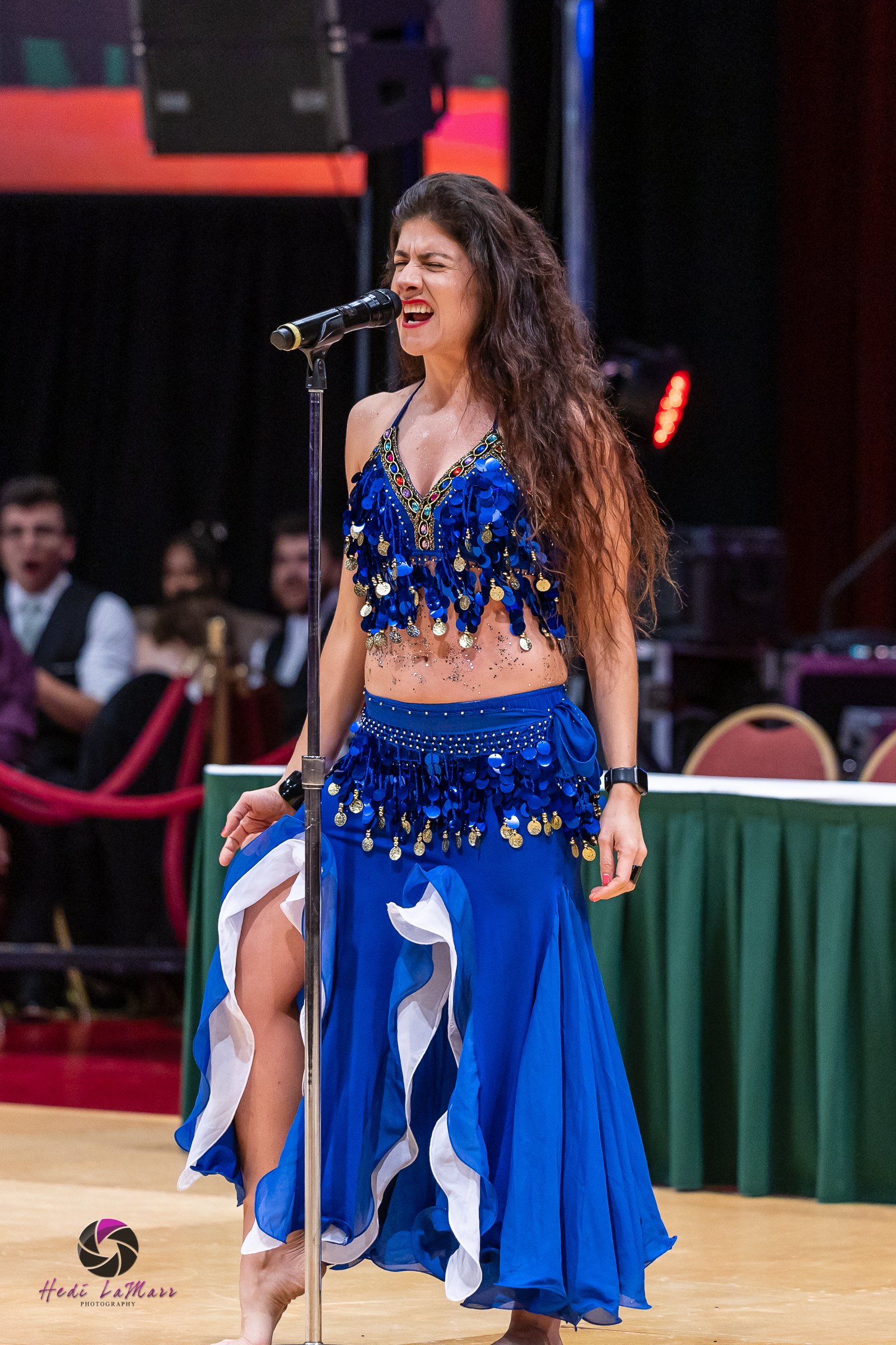 Angela Puerta, giving a Shakira-inspired performance, at the 22nd annual Rhumba 4 Rainbow gala