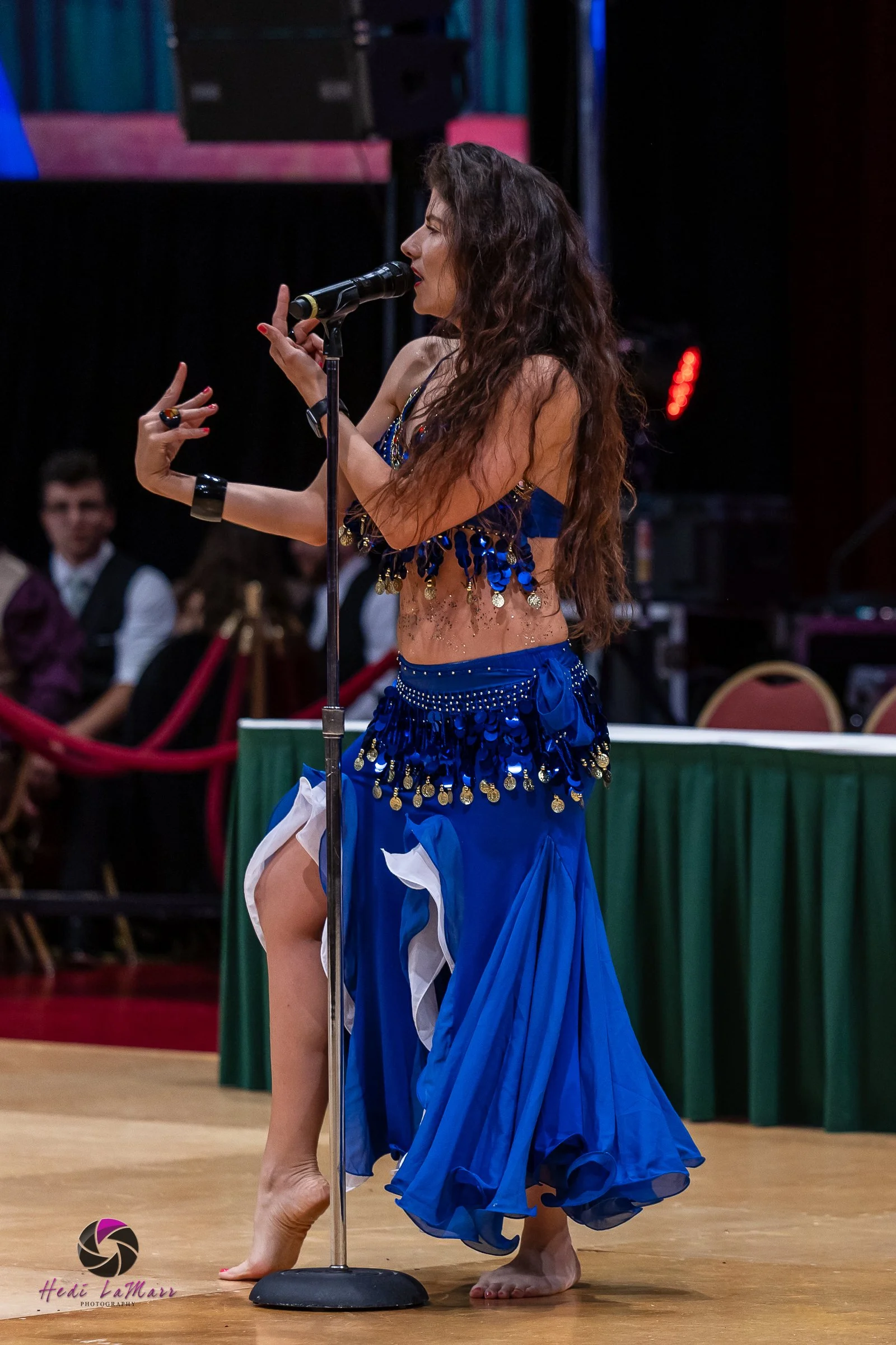Angela Puerta, giving a Shakira-inspired performance, at the 22nd annual Rhumba 4 Rainbow gala