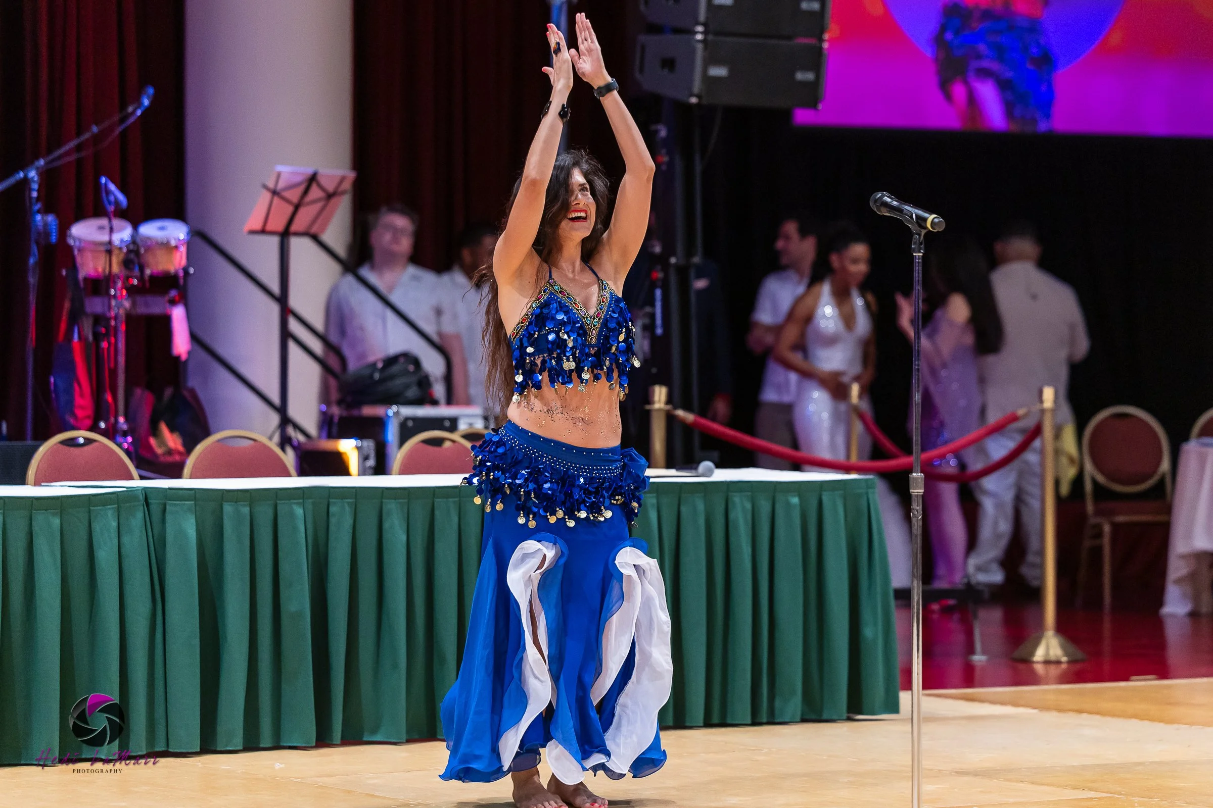 Angela Puerta, giving a Shakira-inspired performance, at the 22nd annual Rhumba 4 Rainbow gala