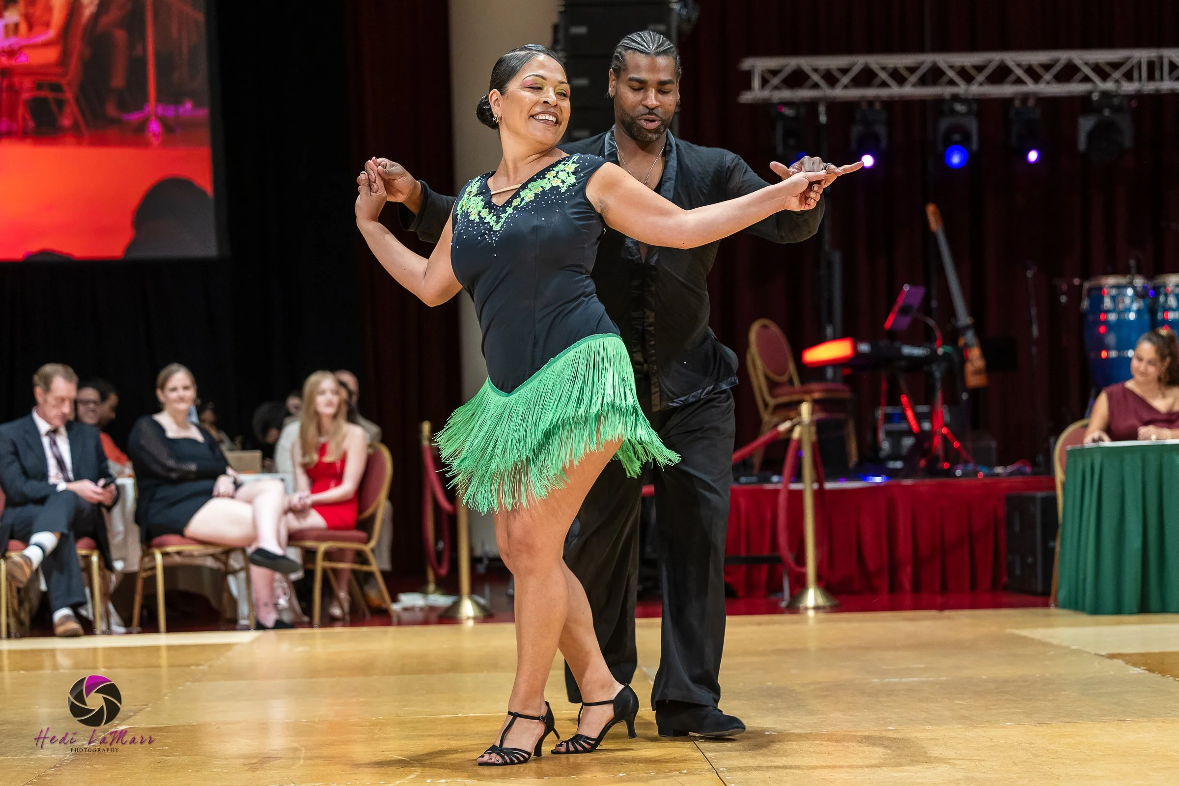 Maria Redmond, 2026 Celebrity Dance Contestant, and dance partner, Yaunique Irvis from Arthur Murray Dance Studio