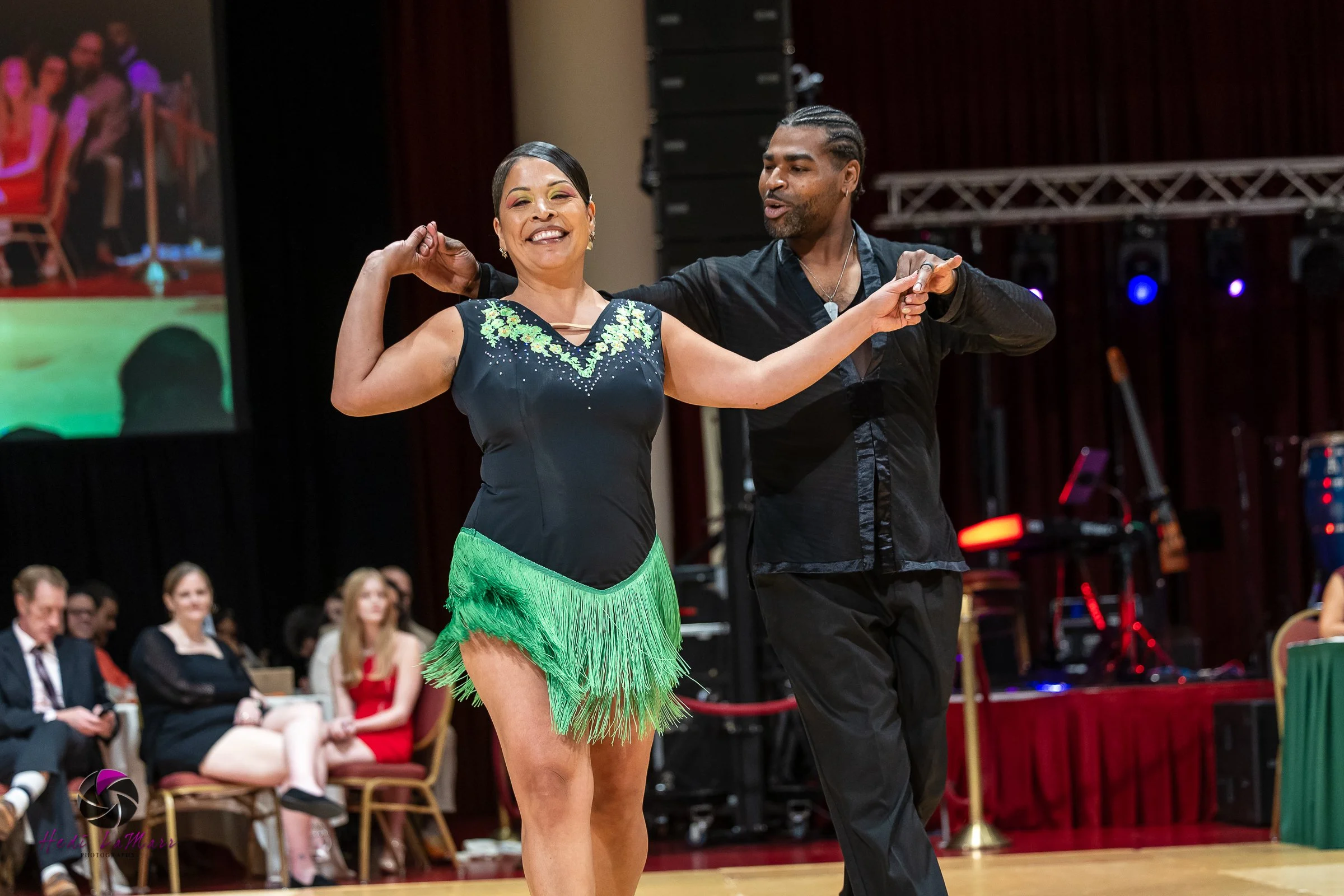 Maria Redmond, 2026 Celebrity Dance Contestant, and dance partner, Yaunique Irvis from Arthur Murray Dance Studio