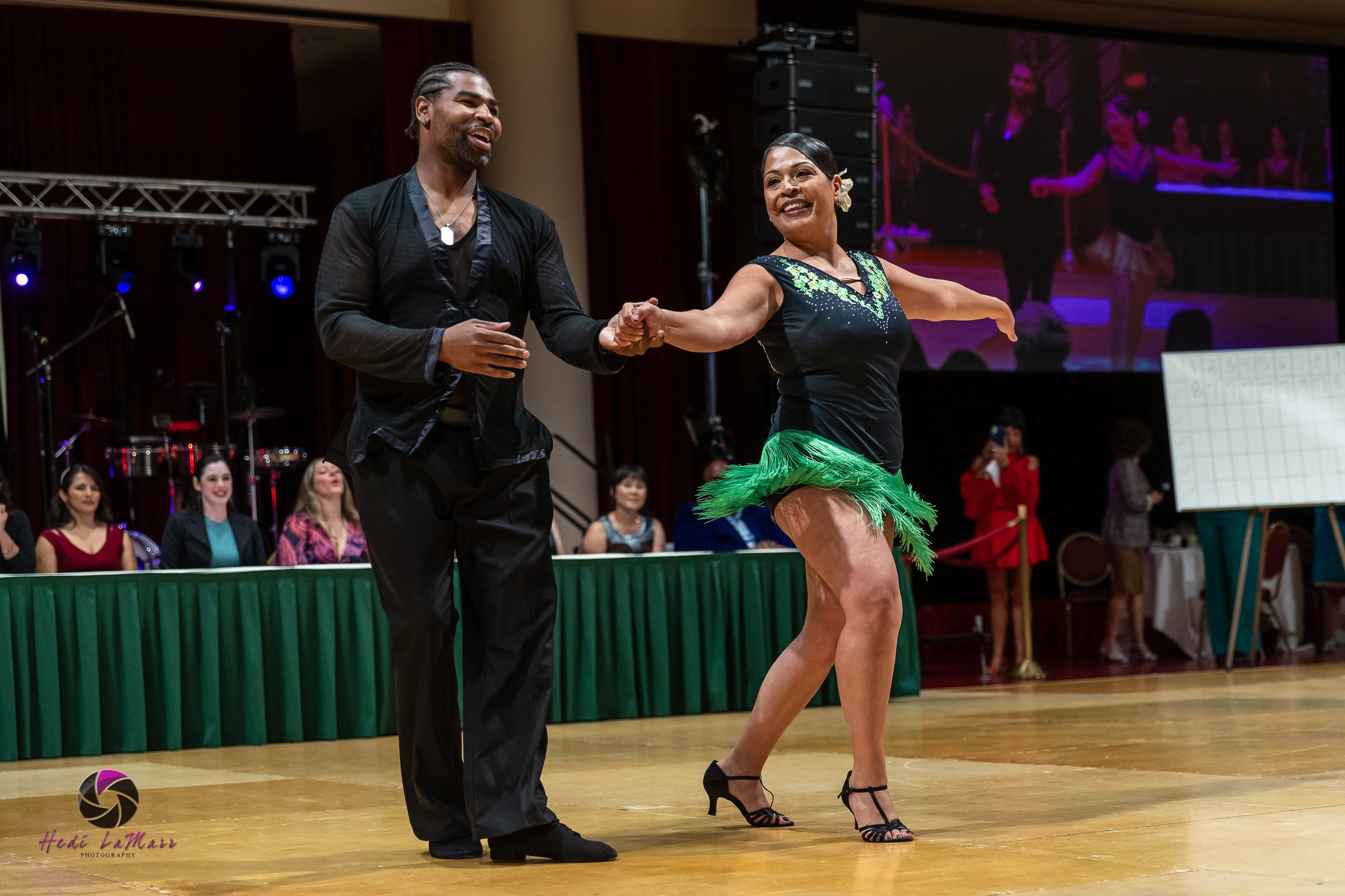 Maria Redmond, 2026 Celebrity Dance Contestant, and dance partner, Yaunique Irvis from Arthur Murray Dance Studio