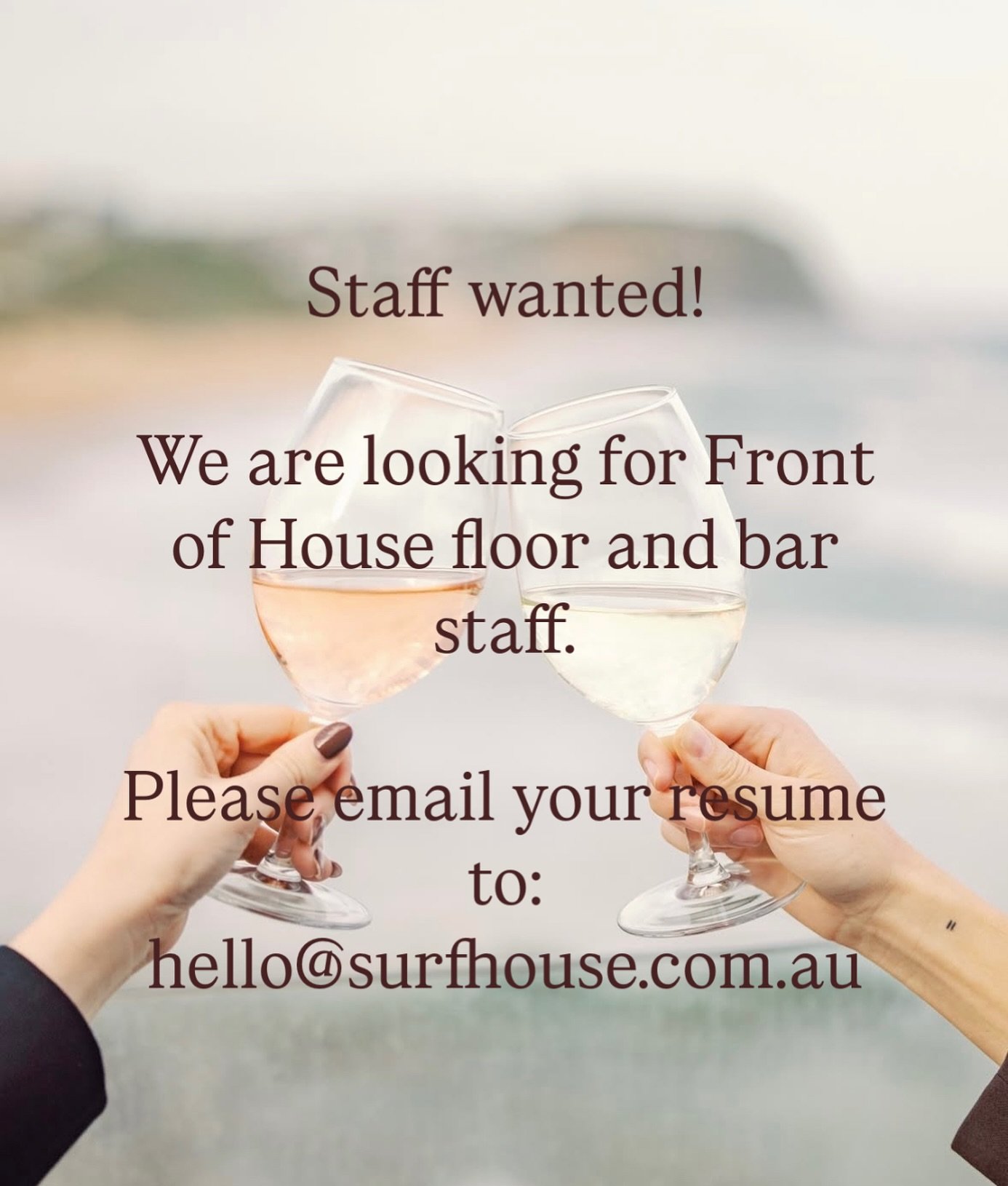 Merewether Surfhouse are looking for Front of House floor and bar staff!
If you are interested in joining our team please email your resume to:
hello@surfhouse.com.au