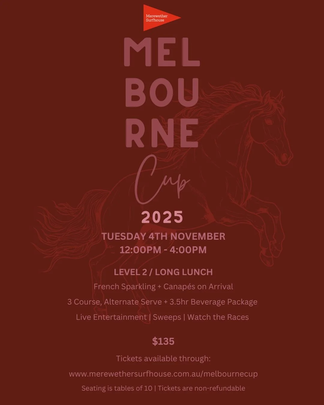 Limited tickets left for our Level 2 Melbourne Cup Long lunch $135pp
Tickets available on our website- link in bio 🏇