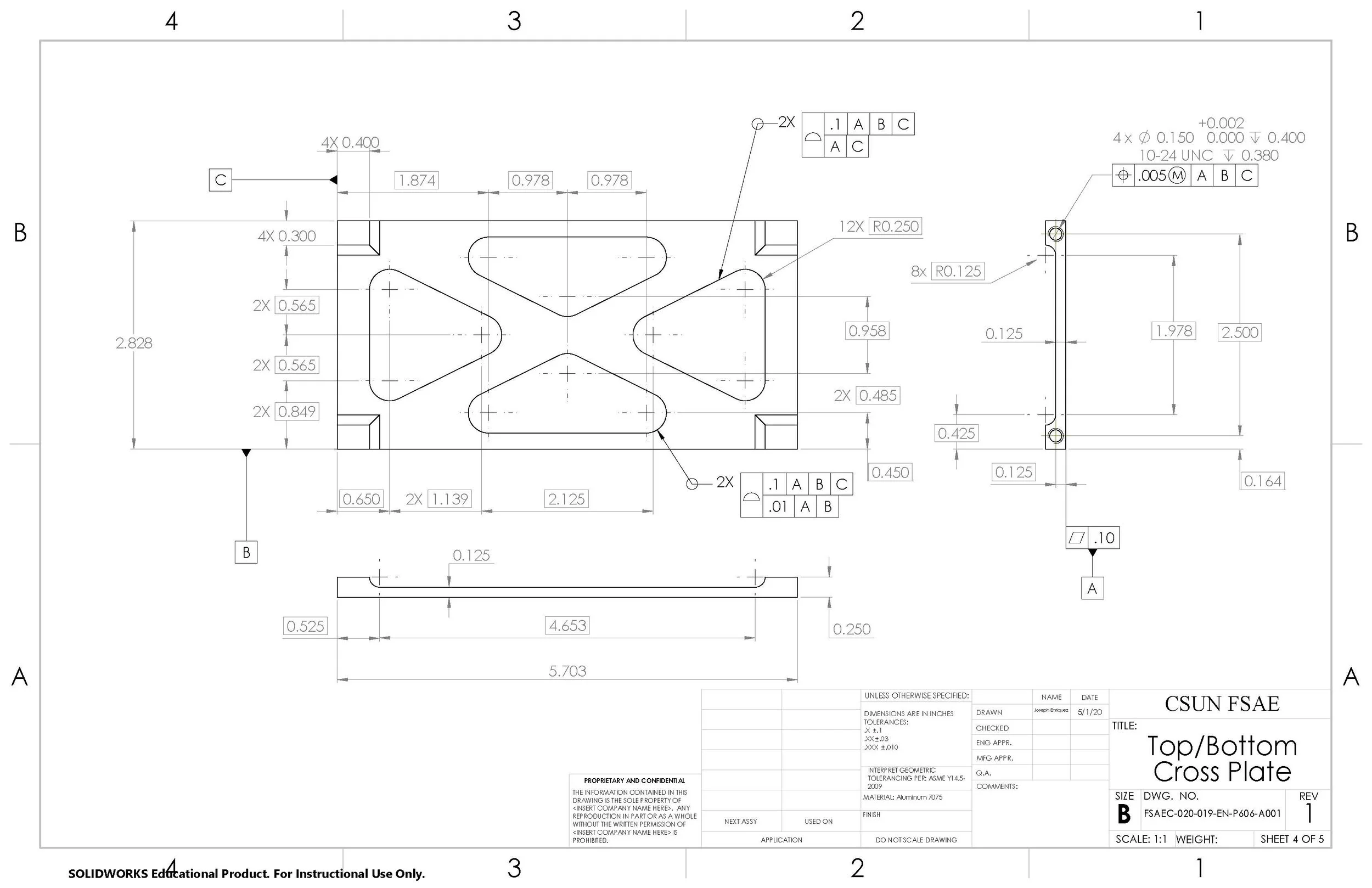 2020 Design: Top/Bottom Cross Plates are used to align the system and minimize vibrations and flexing during operation.